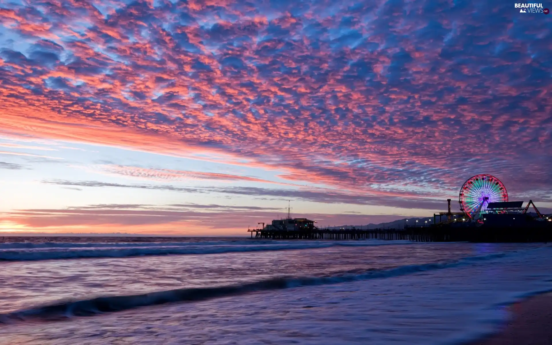 sea, Clouds, Sky, pier