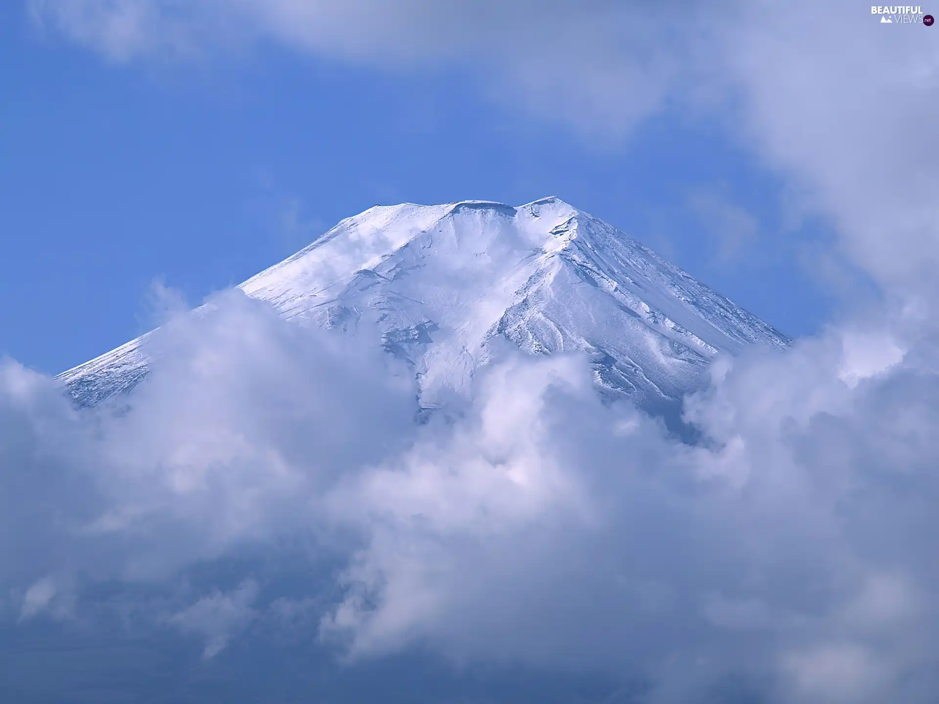 clouds, height, snow, mountains