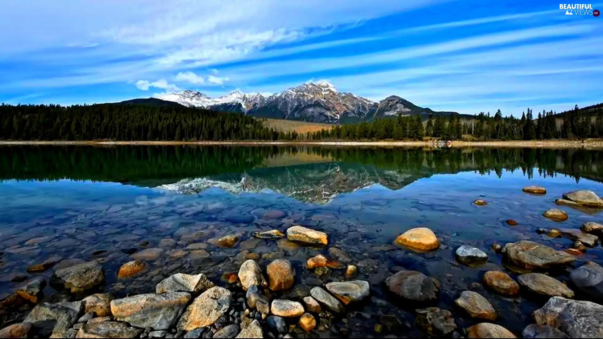 Stones, forest, lake