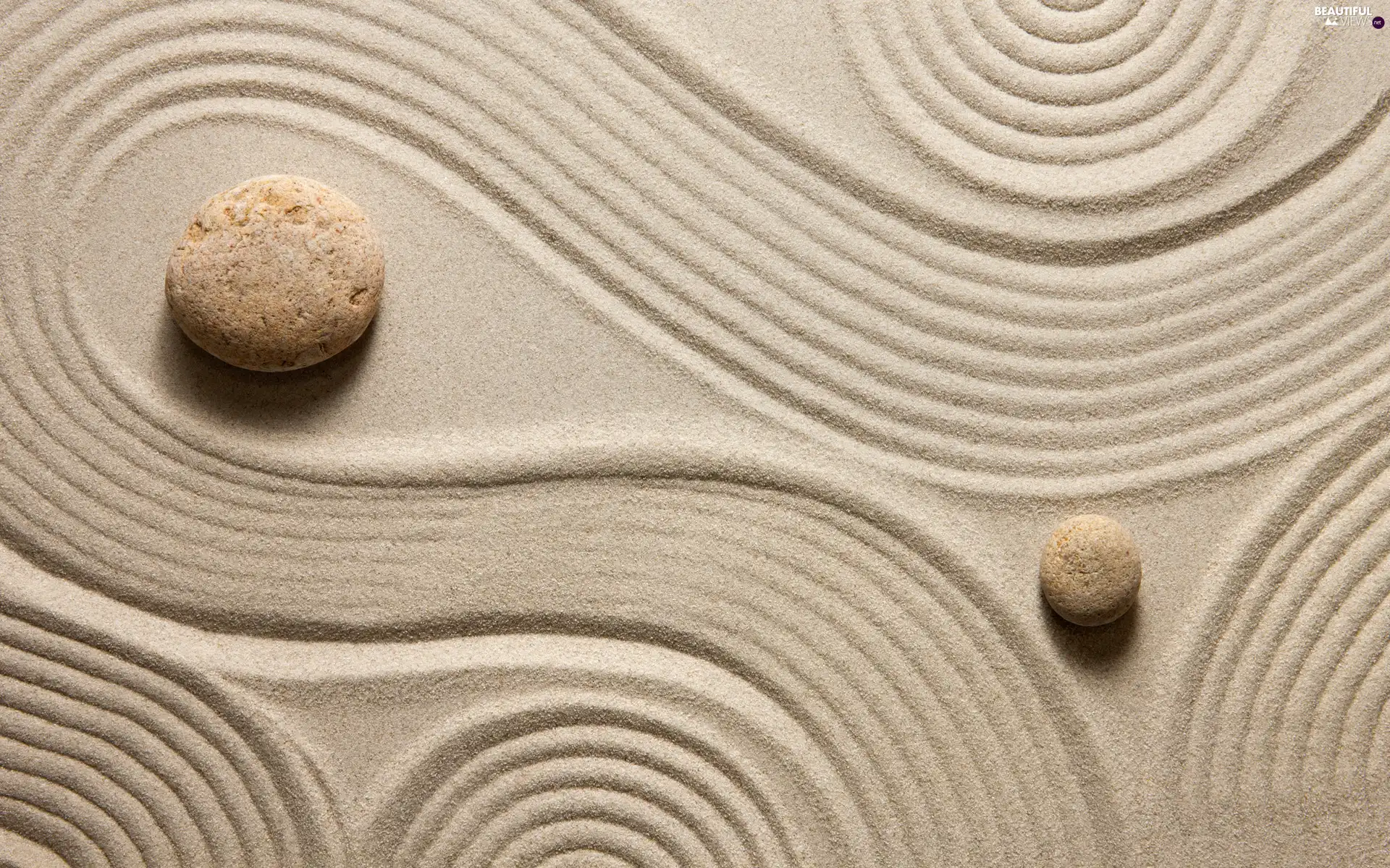 Sand, Stones, lines, Two cars