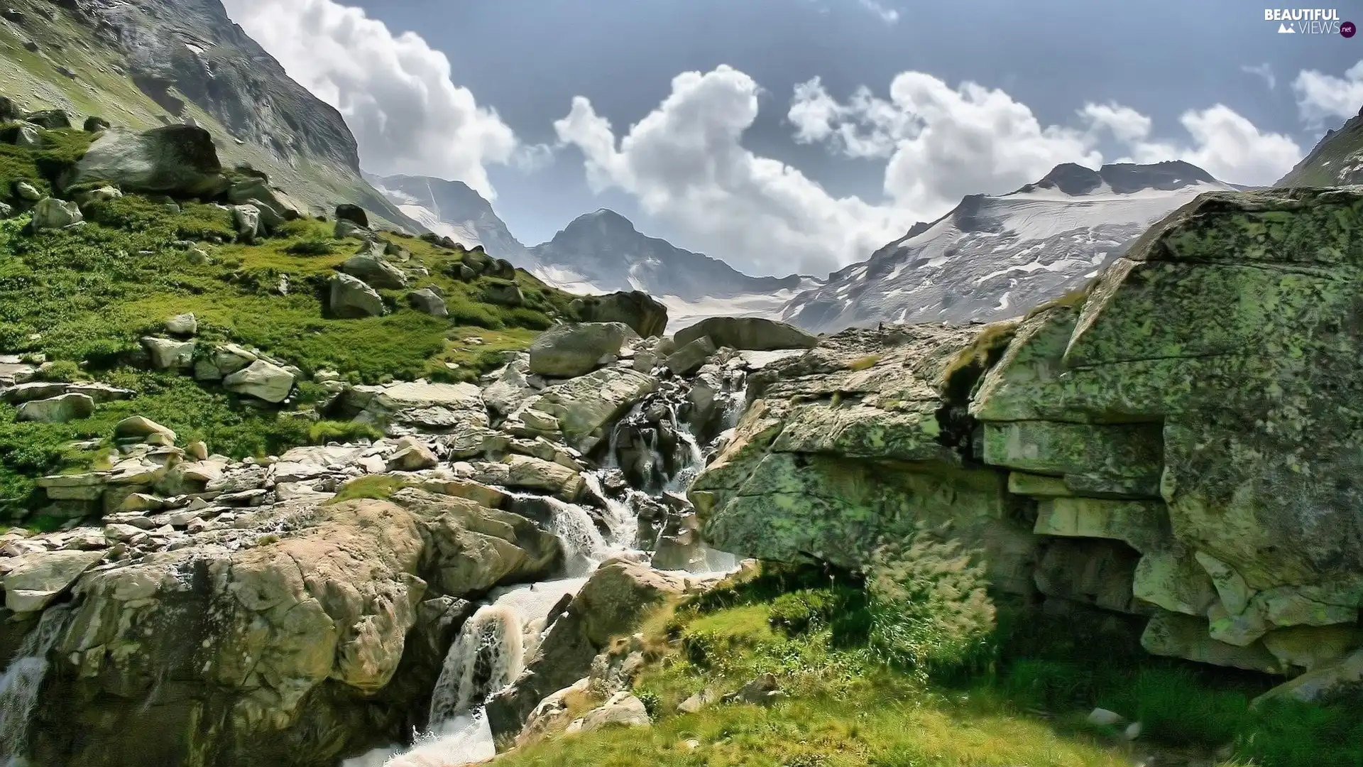 Stones, Mountains, stream