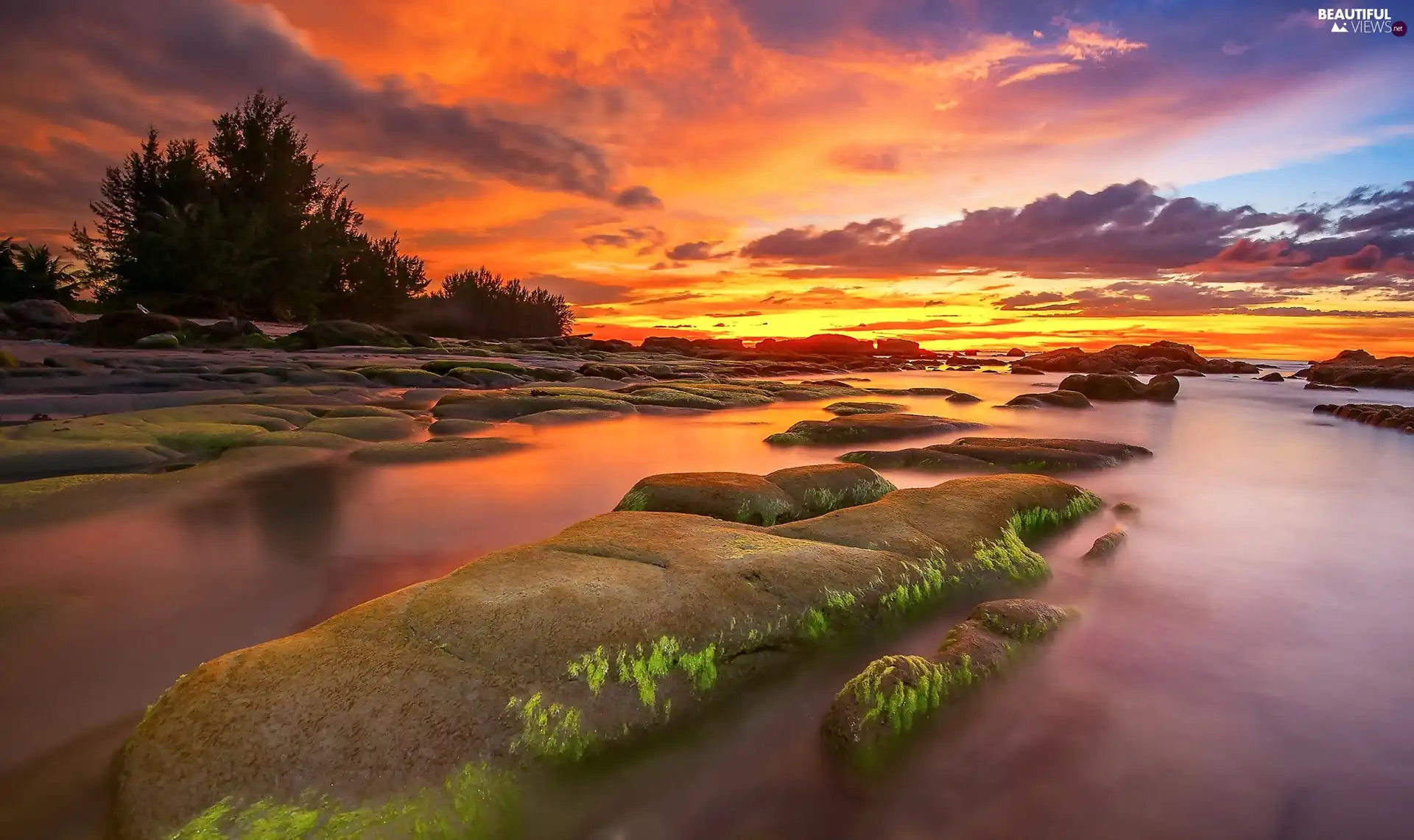 Great Sunsets, outflow, Stones, sea