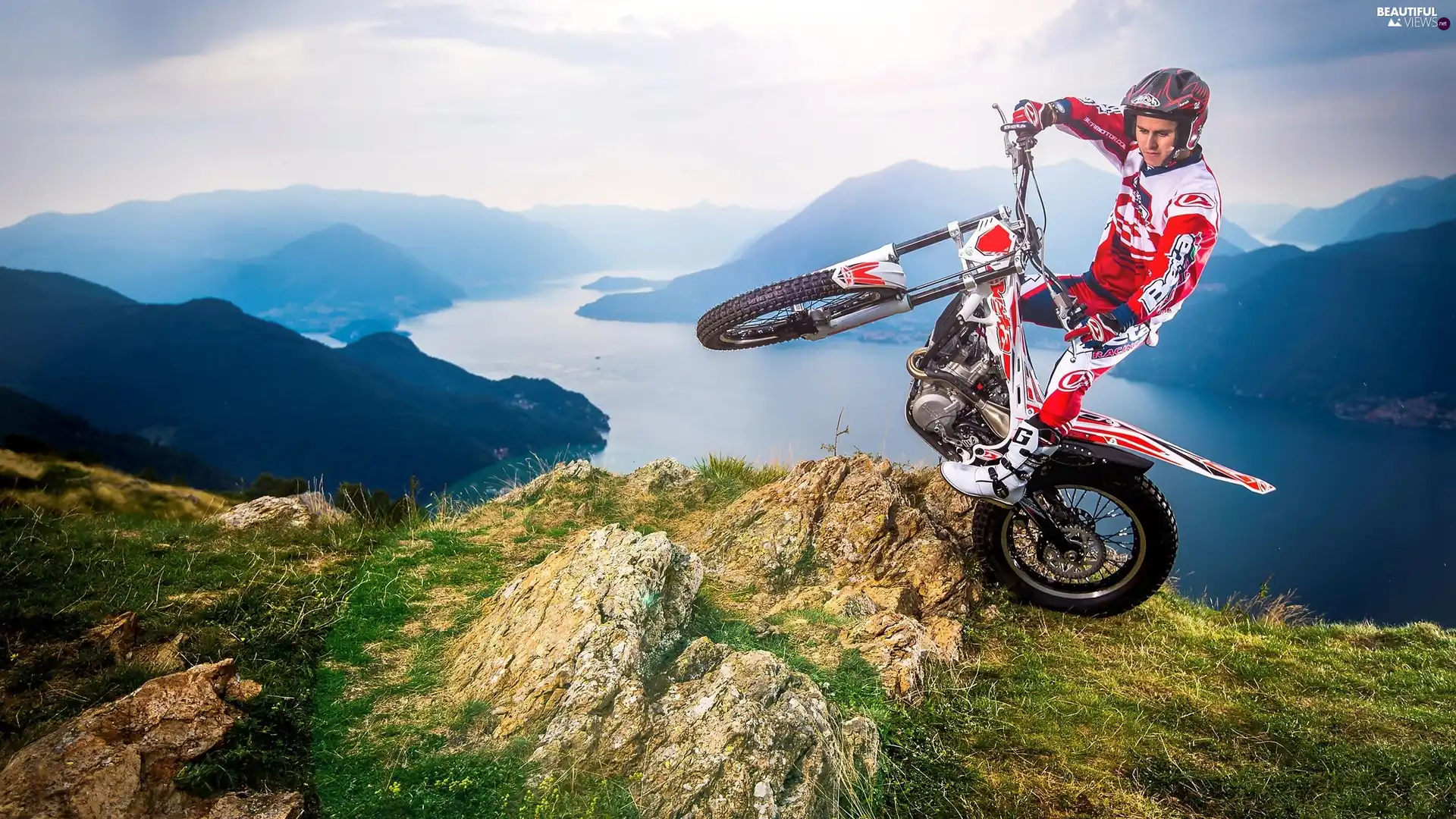 Mountains, Motocross, Beta EVO 300 2-Stroke Motorcycle, River, a man