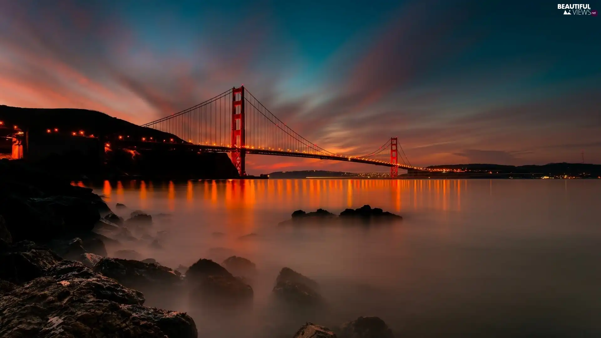 San Francisco, west, sun, bridge