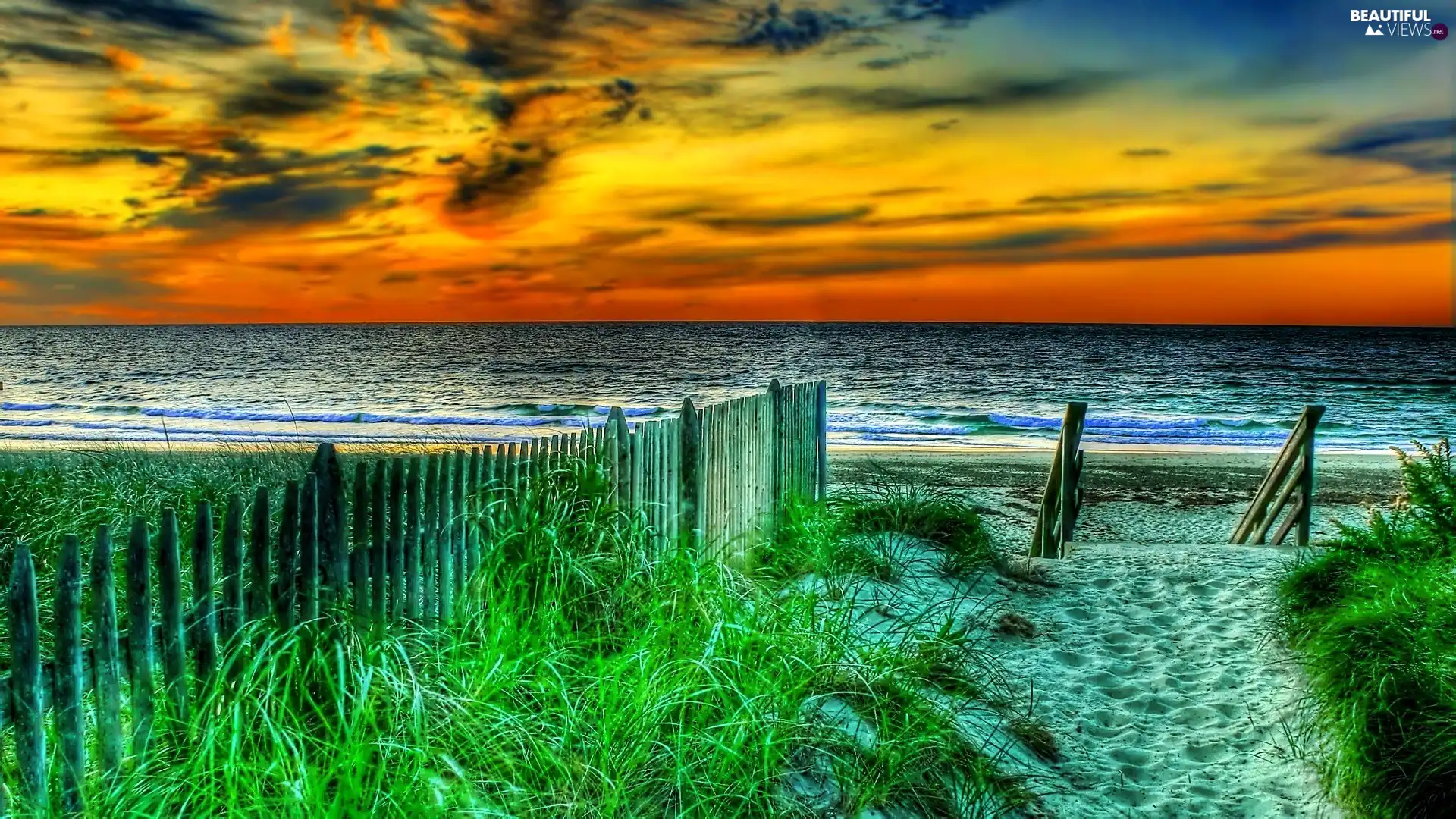 sun, Hurdle, Beaches, west, sea