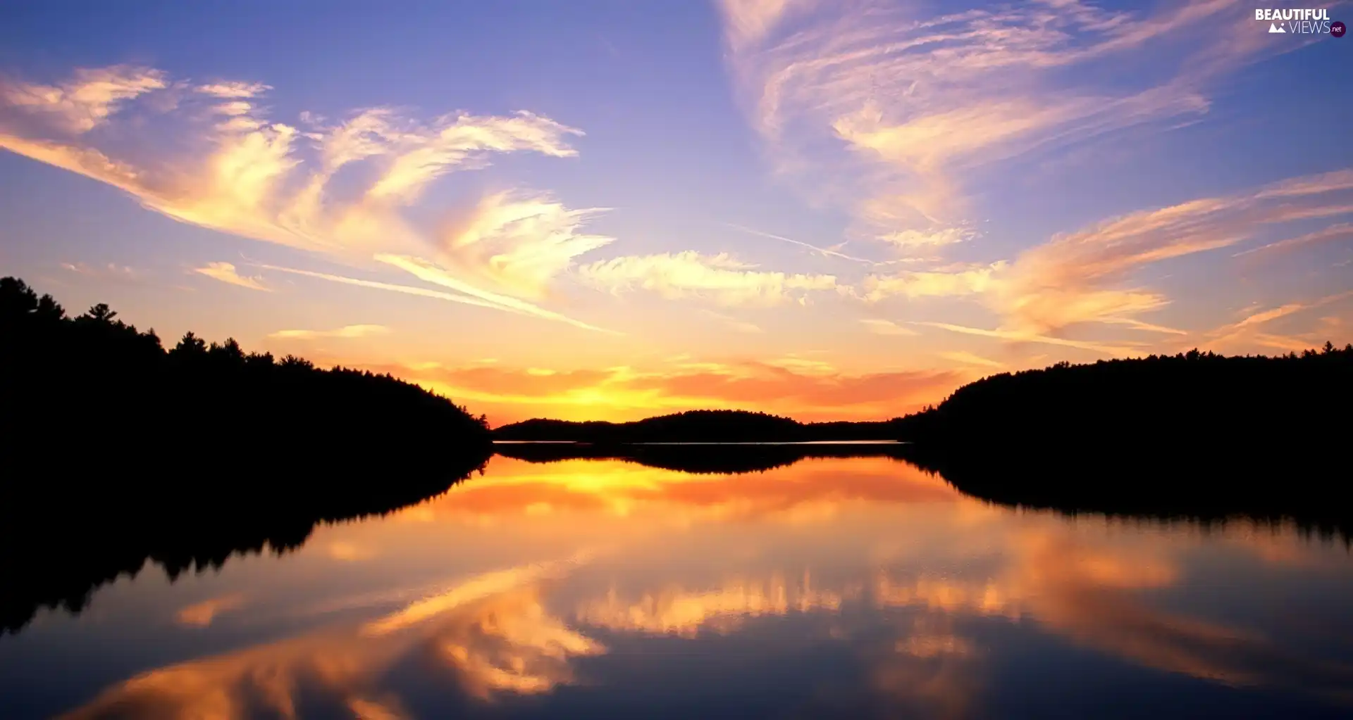 Quetico Lake, west, sun