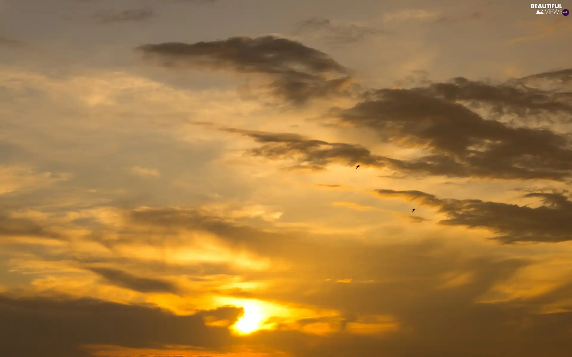 Sky, west, sun, clouds