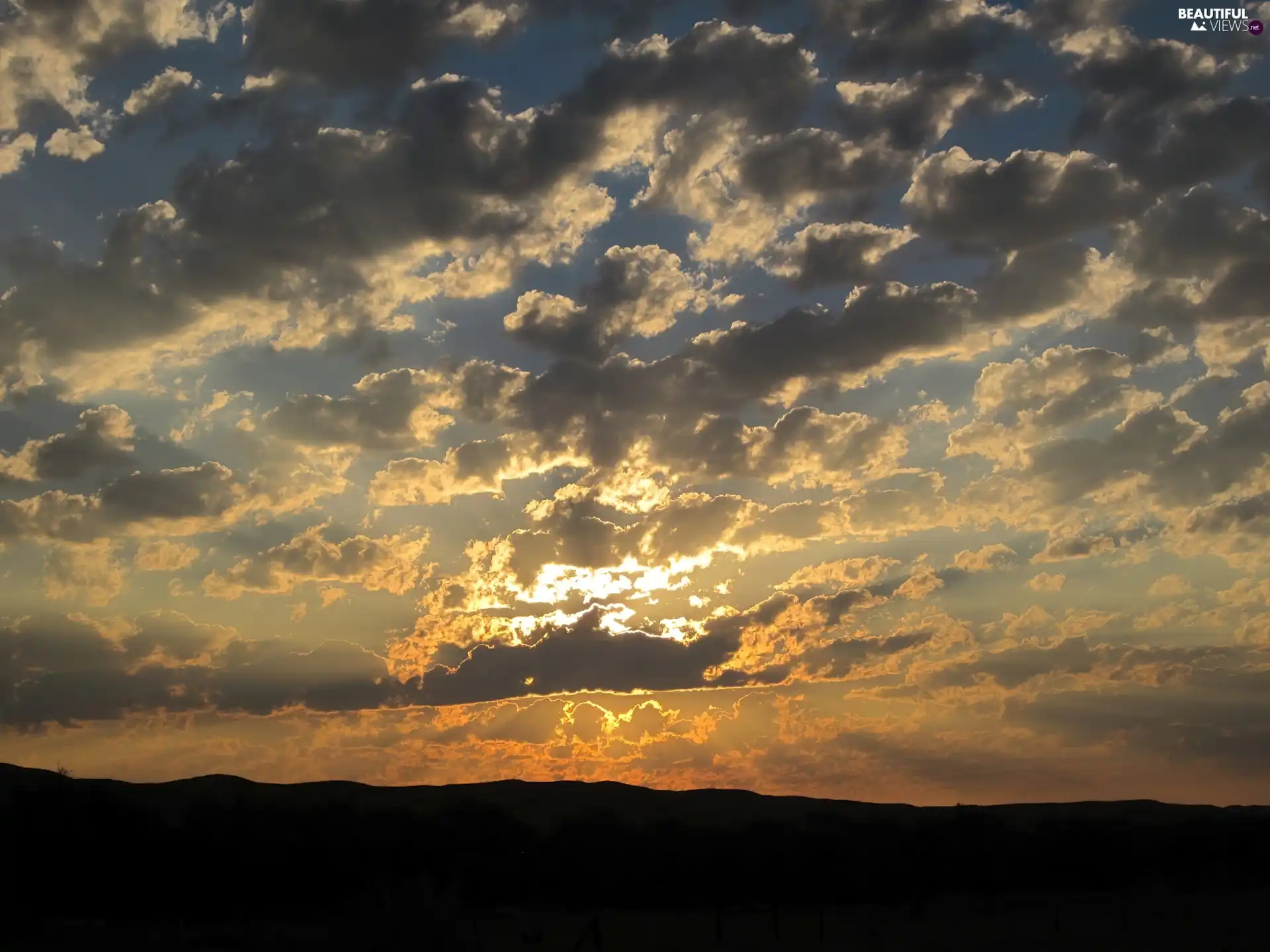 Sky, west, sun, clouds