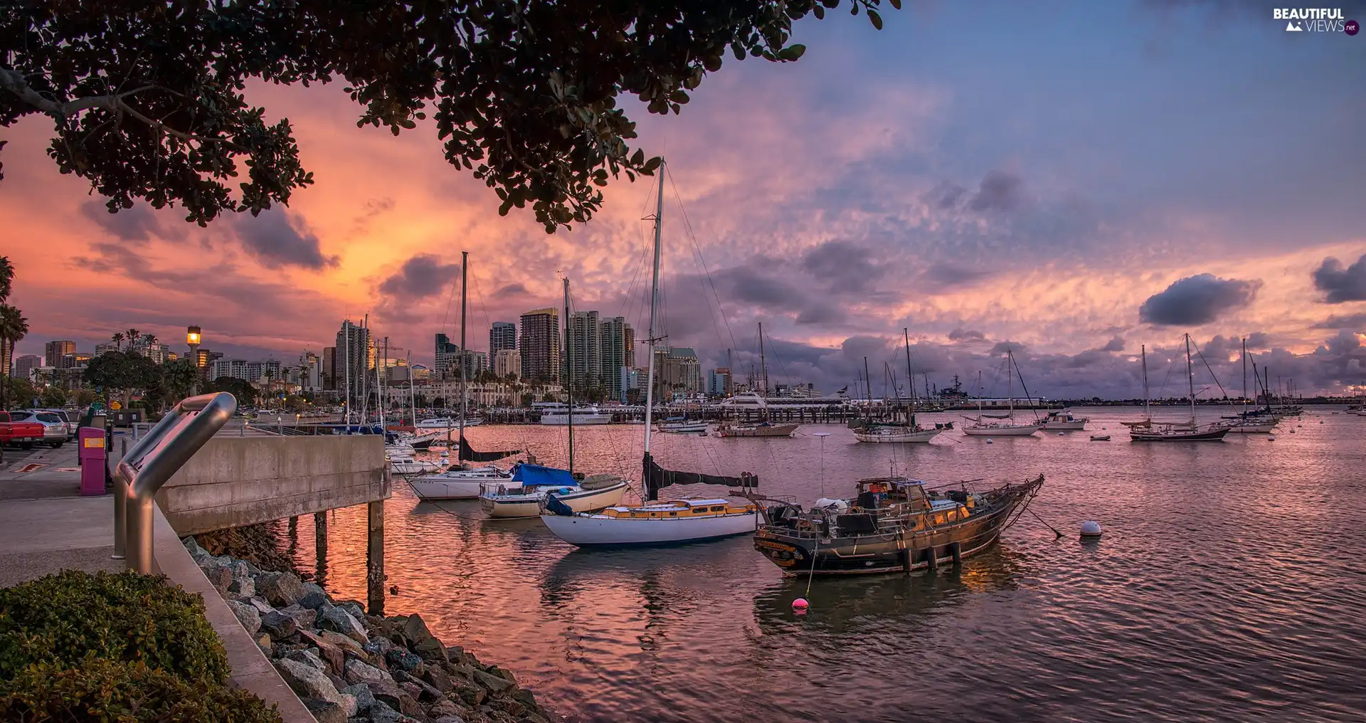 wharf, west, sun, Yachts