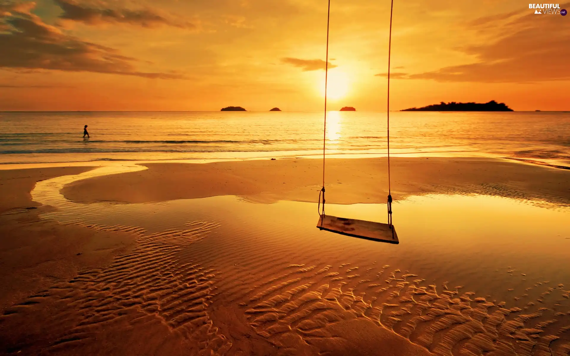 sea, Sky, Swing, Sand