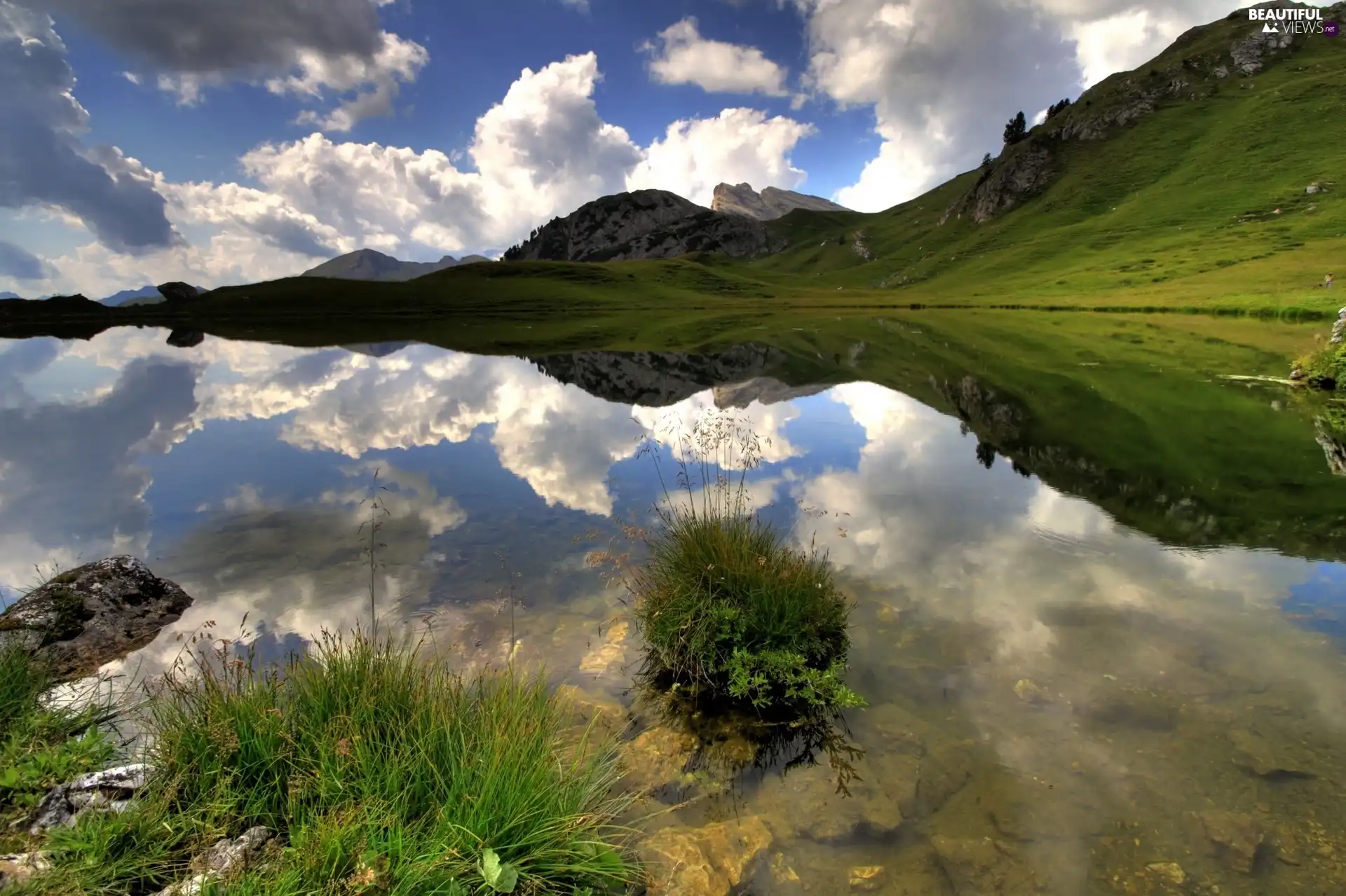 clouds, lake, The Hills