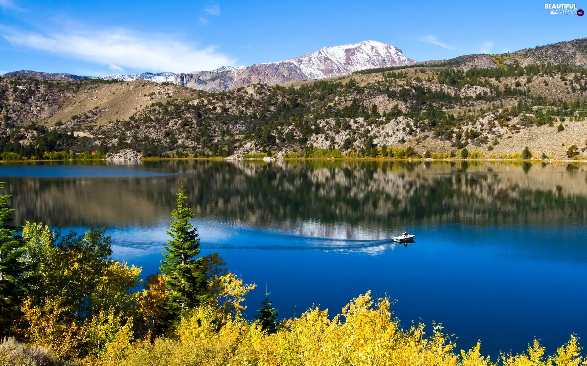 Mountains, an, The River, Boat