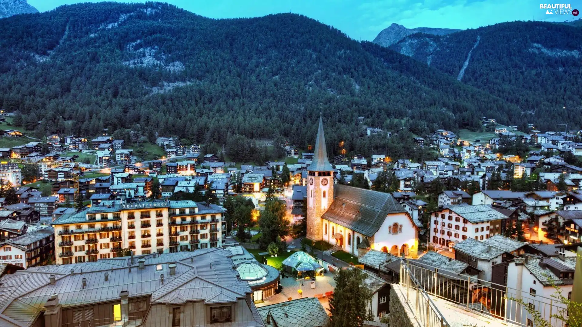 Zermatt, panorama, town, Switzerland