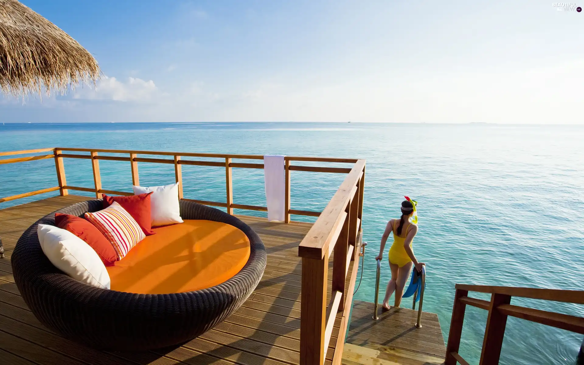 sea, terrace, Tropical, Hotel hall