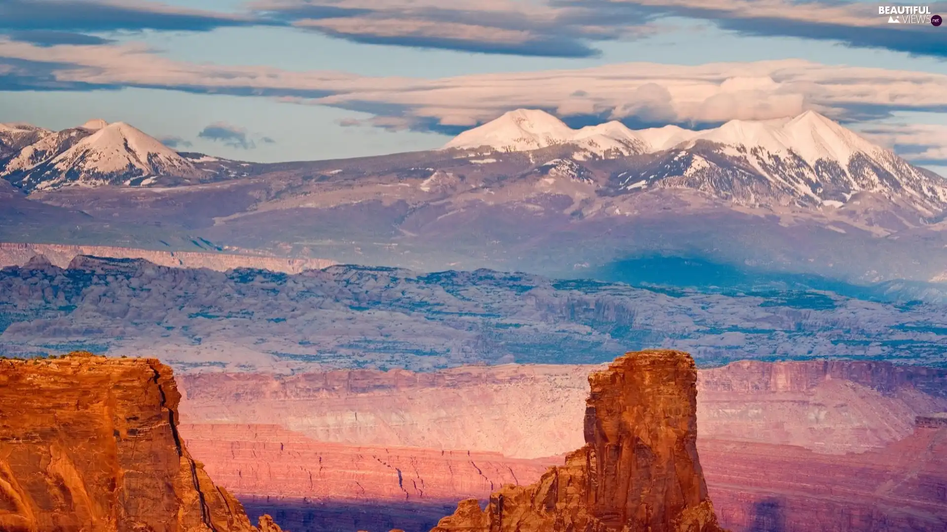 Horse, Mountains, Park, clouds, USA, Utah, national