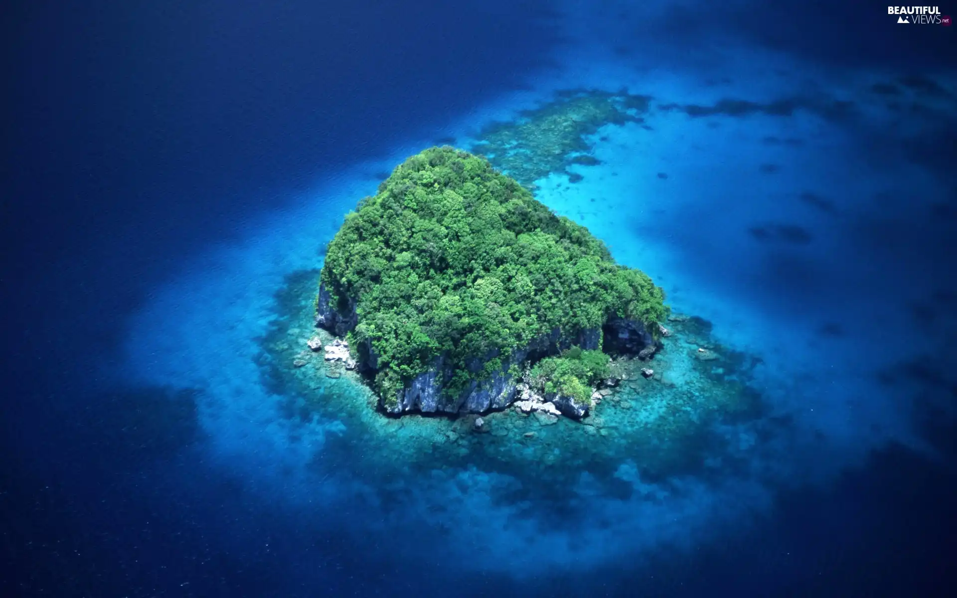 Green, Blue, water, Islet