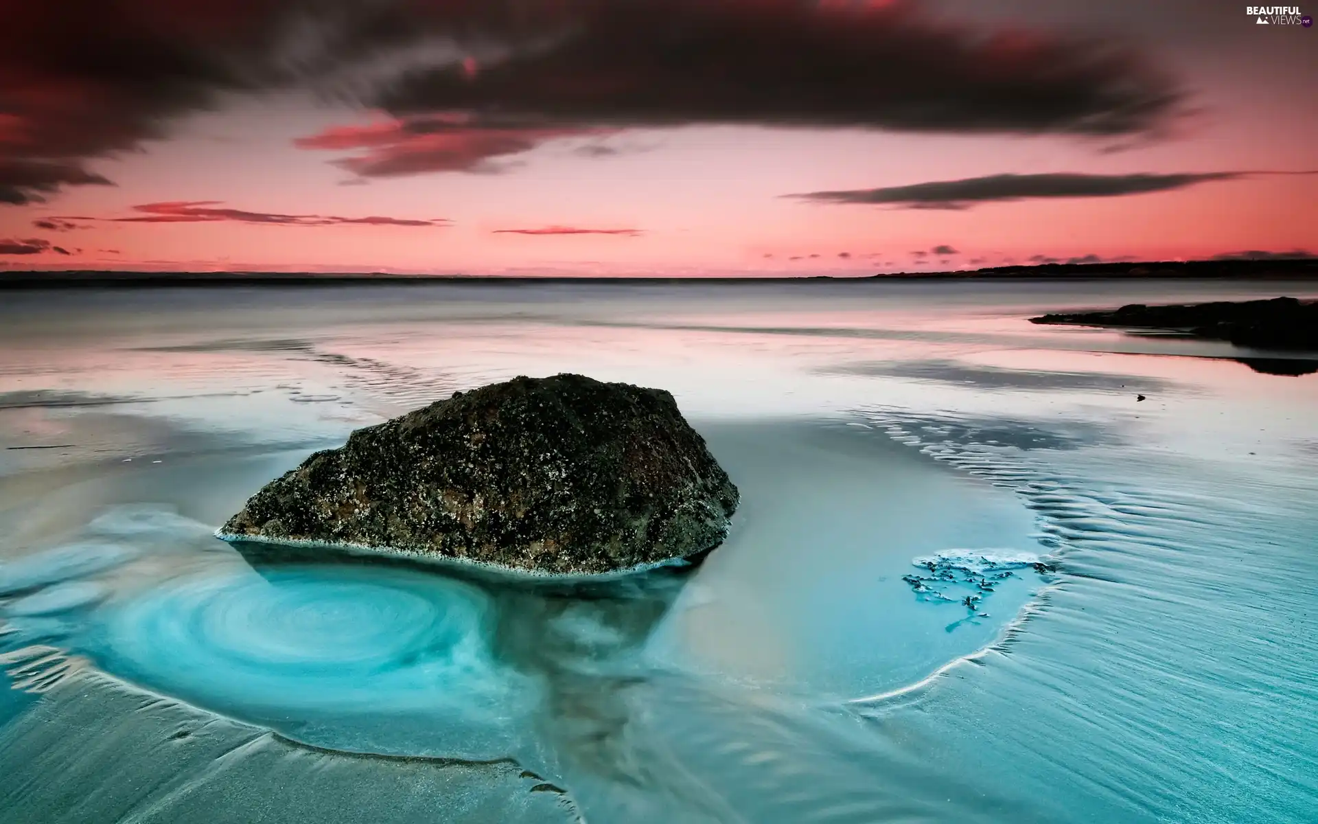 west, Stone, water, sun