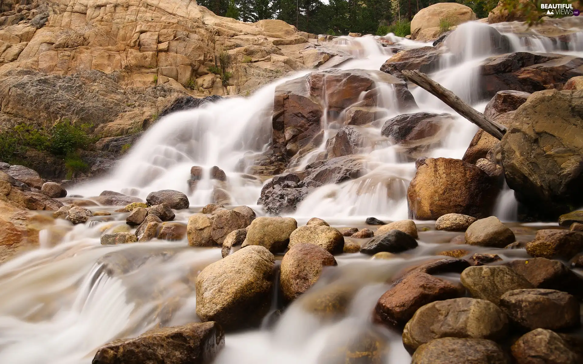 Stones, waterfall