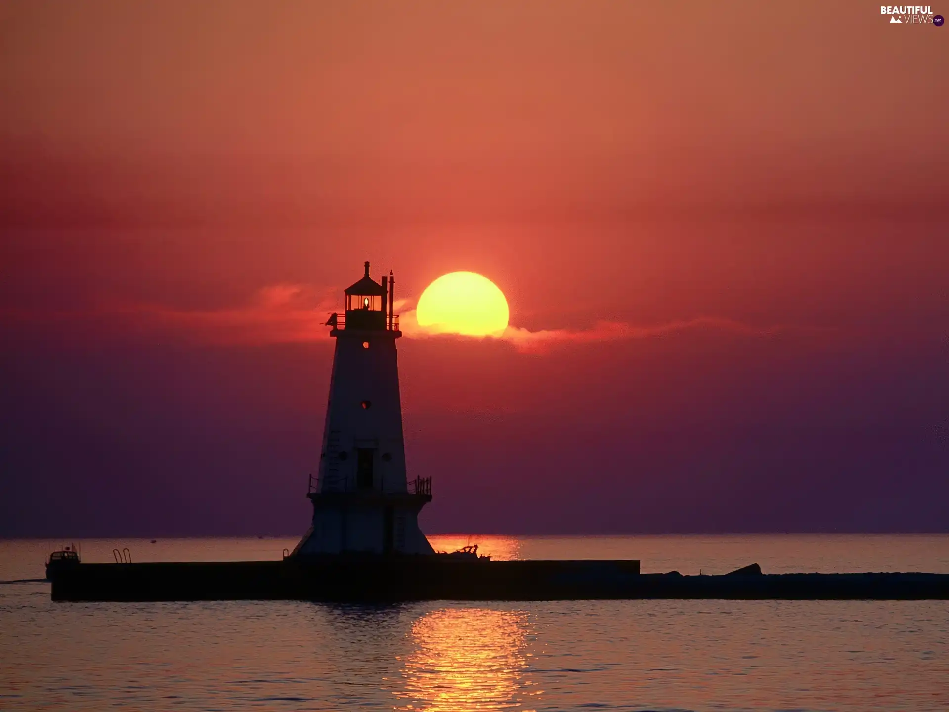 west, sun, Lighthouse, maritime, sea