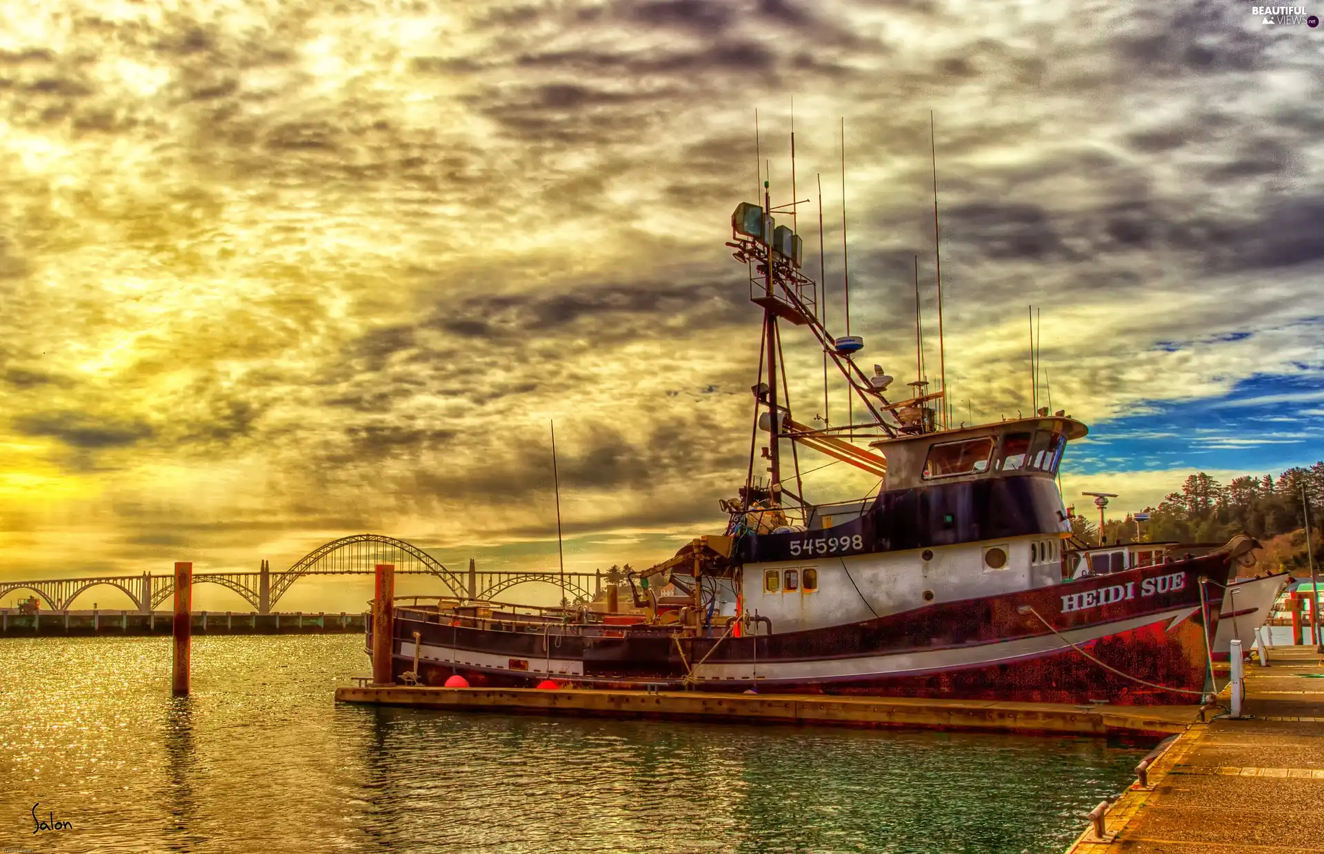 west, sun, fishing, port, smack