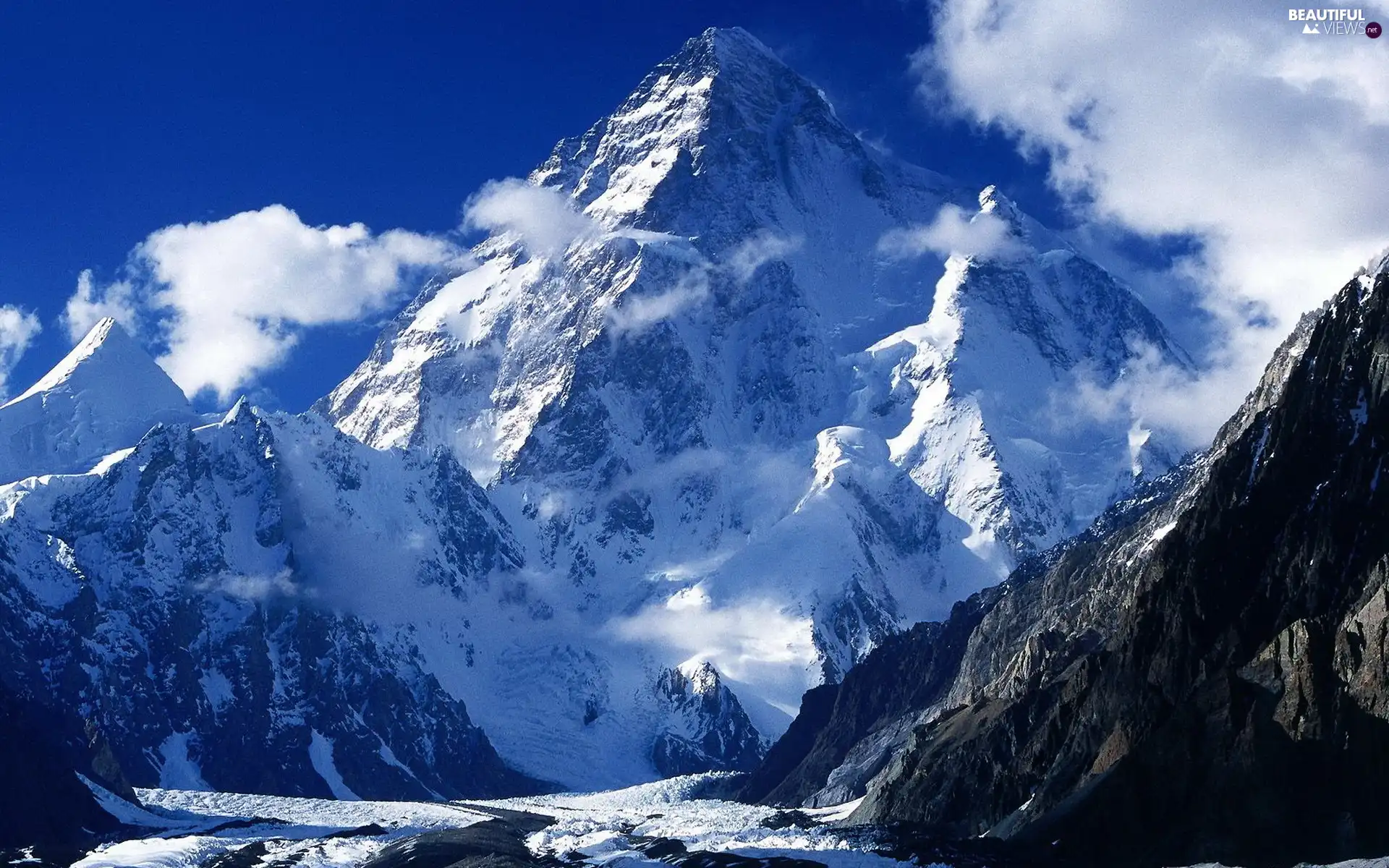 winter, Mountains, clouds