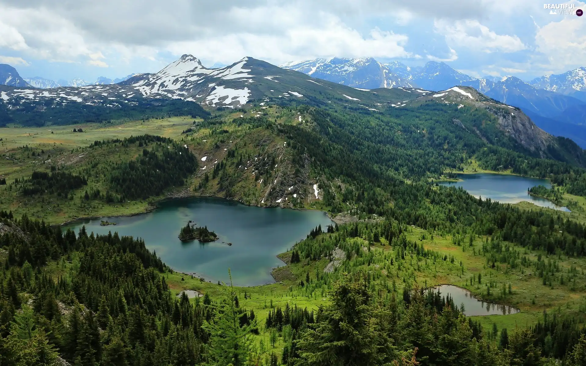 Island, Mountains, viewes, woods, trees, lakes